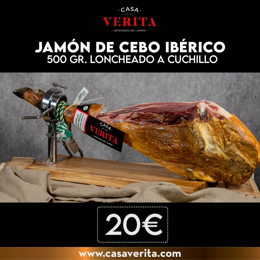 Loncheado a cuchillo de jamón de cebo ibérico, 500 gr.